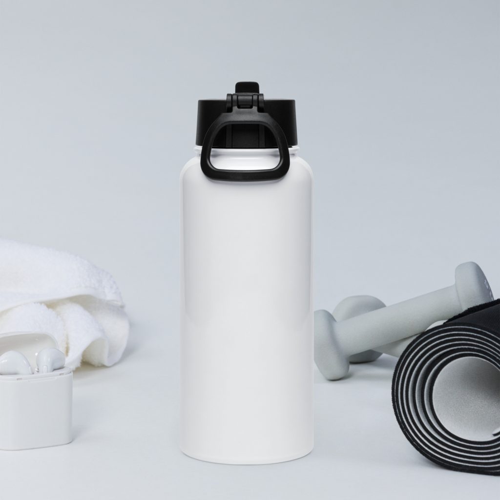 Yvonne Hartman Logo Stainless steel water bottle with a straw lid
