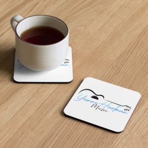 Cork-back coaster with Yvonne Hartman logo